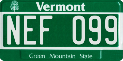 VT license plate NEF099
