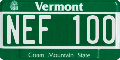 VT license plate NEF100