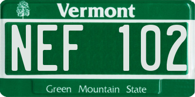 VT license plate NEF102