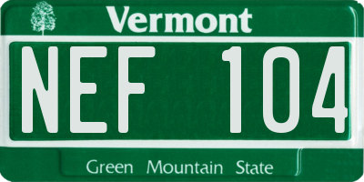 VT license plate NEF104