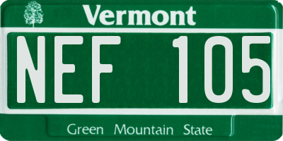 VT license plate NEF105