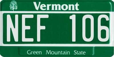 VT license plate NEF106