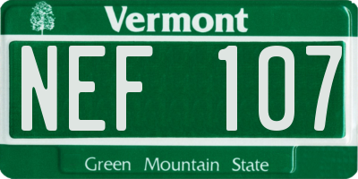 VT license plate NEF107
