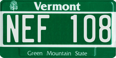VT license plate NEF108