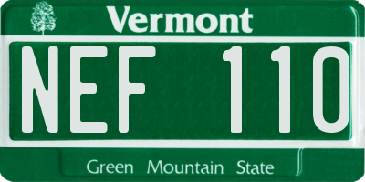 VT license plate NEF110