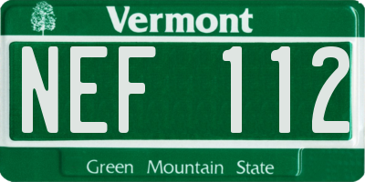 VT license plate NEF112