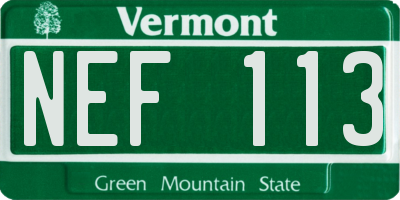 VT license plate NEF113