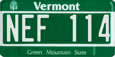 VT license plate NEF114