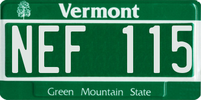 VT license plate NEF115
