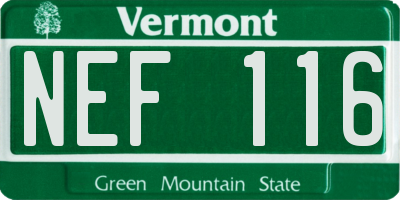 VT license plate NEF116