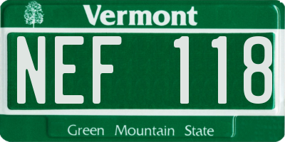 VT license plate NEF118
