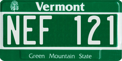 VT license plate NEF121