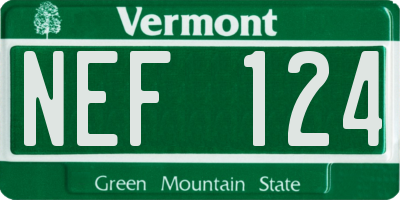 VT license plate NEF124