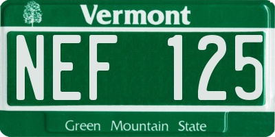 VT license plate NEF125