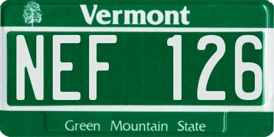 VT license plate NEF126
