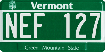 VT license plate NEF127