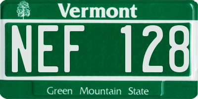 VT license plate NEF128