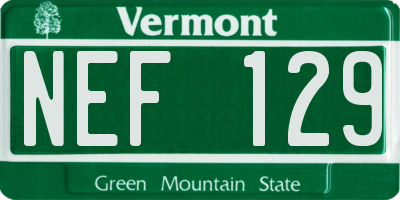 VT license plate NEF129
