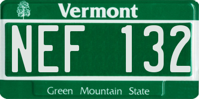 VT license plate NEF132