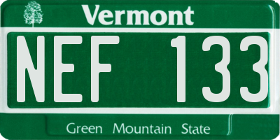 VT license plate NEF133