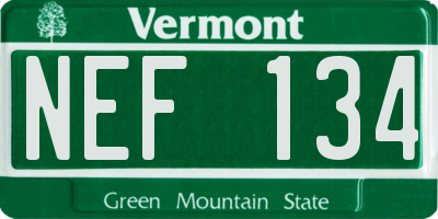VT license plate NEF134