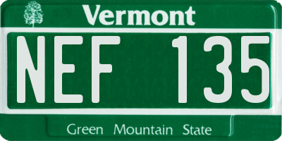VT license plate NEF135