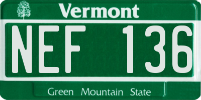VT license plate NEF136