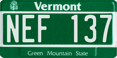 VT license plate NEF137