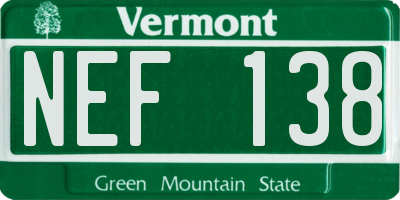 VT license plate NEF138