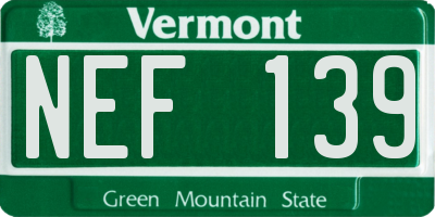VT license plate NEF139