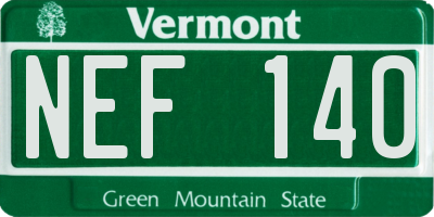 VT license plate NEF140