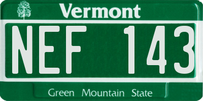 VT license plate NEF143