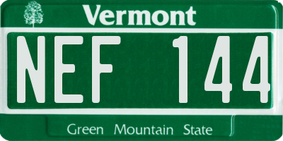 VT license plate NEF144