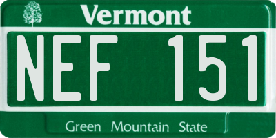 VT license plate NEF151
