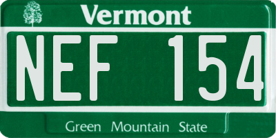 VT license plate NEF154