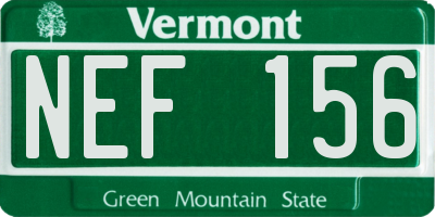 VT license plate NEF156