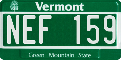 VT license plate NEF159