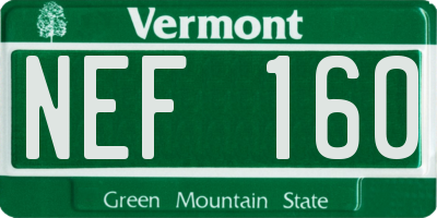 VT license plate NEF160