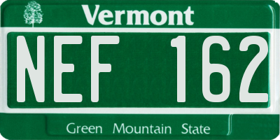VT license plate NEF162