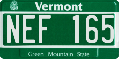 VT license plate NEF165