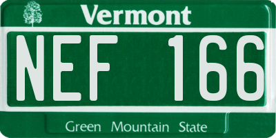 VT license plate NEF166