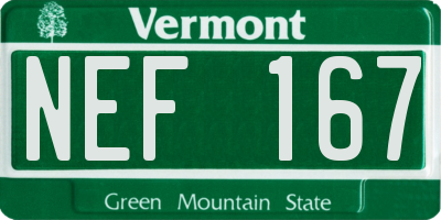 VT license plate NEF167