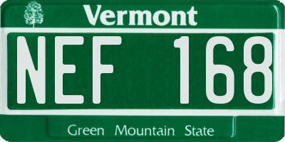 VT license plate NEF168