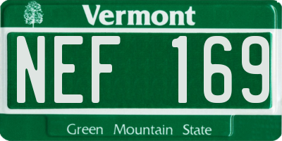 VT license plate NEF169