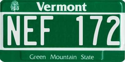 VT license plate NEF172