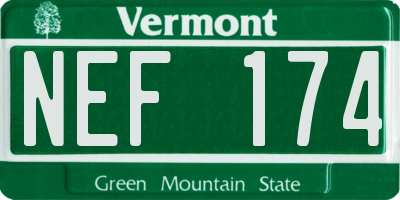 VT license plate NEF174