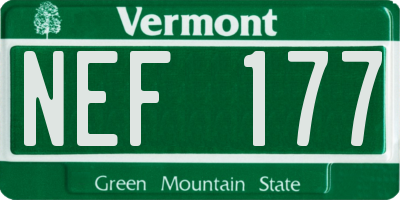 VT license plate NEF177