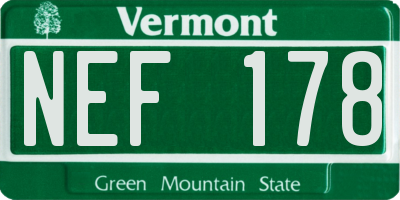 VT license plate NEF178