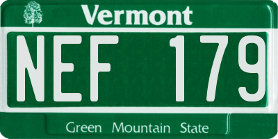 VT license plate NEF179