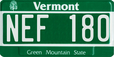 VT license plate NEF180